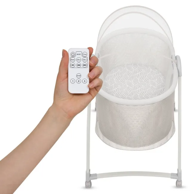Patut si balansoar portabil Lionelo, Gaya 2 in 1, cu functie de leganat si muzica, 3 viteze de leganat reglabile, saltea T25, controlat prin telecomanda sau panou, pana la 9 kg, 0 luni+, 93 x 68 x 81 cm, bej sand BYNLO-GAYA_BEIGE_SAND