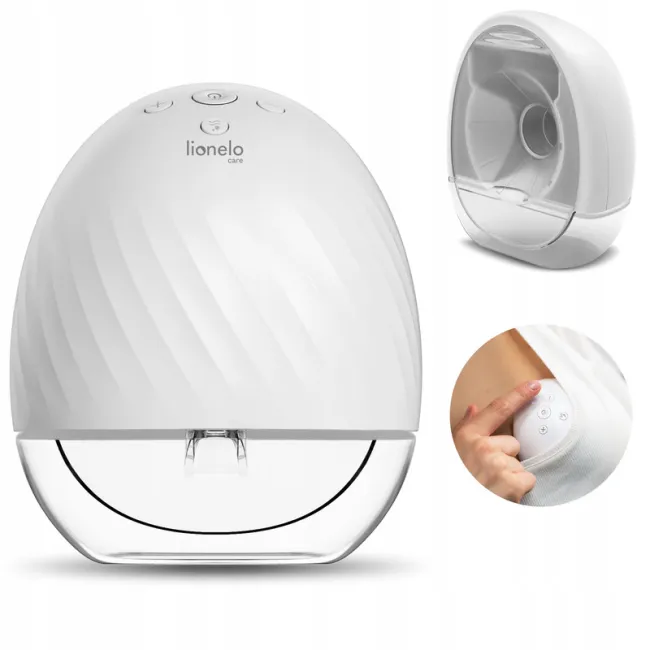 Pompa de san, Lionelo, Fidi, Portabila, Cu accesorii, Hands-free, 5 functii de masaj, Autonomie pana la 24 h, 50 db, Capacitate 150 ml, Alb BYNLOC-FIDI_FREE_WHITE