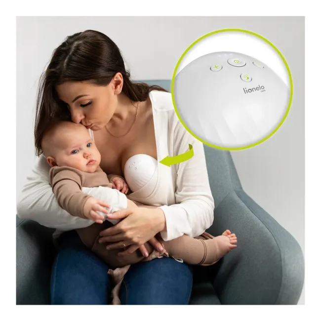 Pompa de san, Lionelo, Fidi, Portabila, Cu accesorii, Hands-free, 5 functii de masaj, Autonomie pana la 24 h, 50 db, Capacitate 150 ml, Alb BYNLOC-FIDI_FREE_WHITE