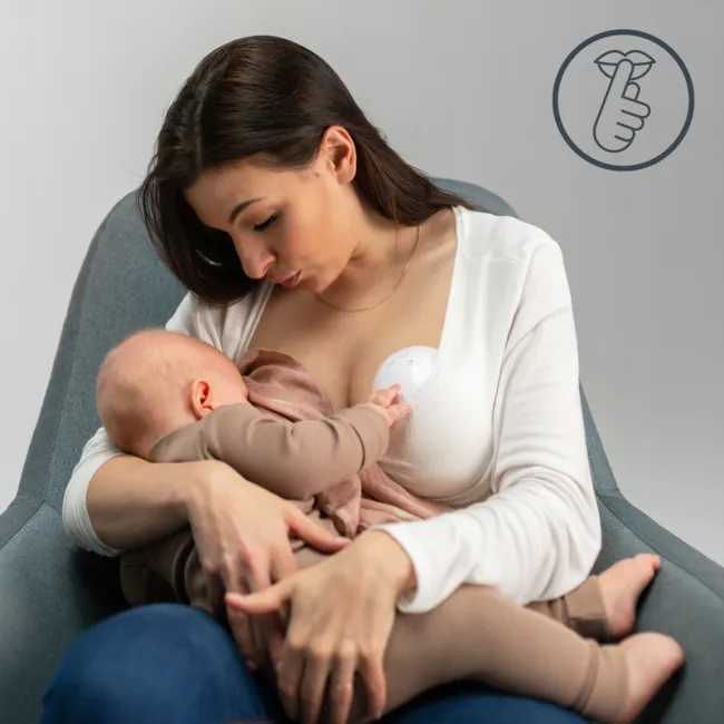Pompa de san, Lionelo, Fidi, Portabila, Cu accesorii, Hands-free, 5 functii de masaj, Autonomie pana la 24 h, 50 db, Capacitate 150 ml, Alb BYNLOC-FIDI_FREE_WHITE