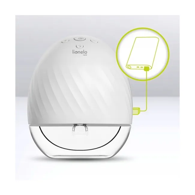 Pompa de san, Lionelo, Fidi, Portabila, Cu accesorii, Hands-free, 5 functii de masaj, Autonomie pana la 24 h, 50 db, Capacitate 150 ml, Alb BYNLOC-FIDI_FREE_WHITE