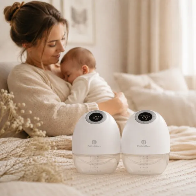 Pompa de san, Petite&Mars, Gaia Duo, Portabila, Cu 3 moduri, Panou control, Autonomie pana la 2.5 h, 9 functii de masaj, Silentioasa- 55db, Capacitate 180 ml, Alb BYN327035