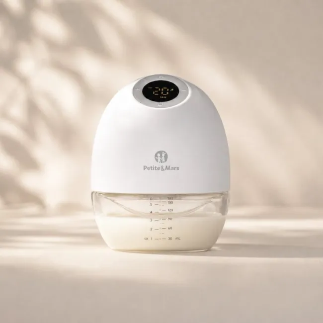Pompa de san, Petite&Mars, Gaia Duo, Portabila, Cu 3 moduri, Panou control, Autonomie pana la 2.5 h, 9 functii de masaj, Silentioasa- 55db, Capacitate 180 ml, Alb BYN327035