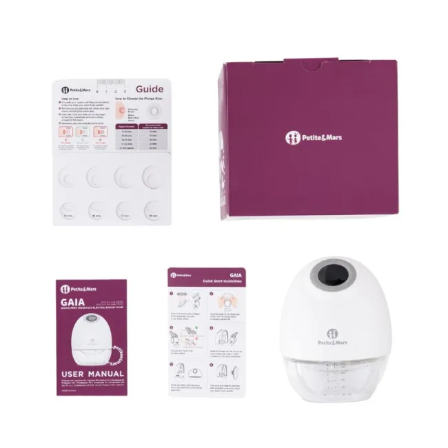 Pompa de san, Petite&Mars, Gaia Duo, Portabila, Cu 3 moduri, Panou control, Autonomie pana la 2.5 h, 9 functii de masaj, Silentioasa- 55db, Capacitate 180 ml, Alb BYN327035