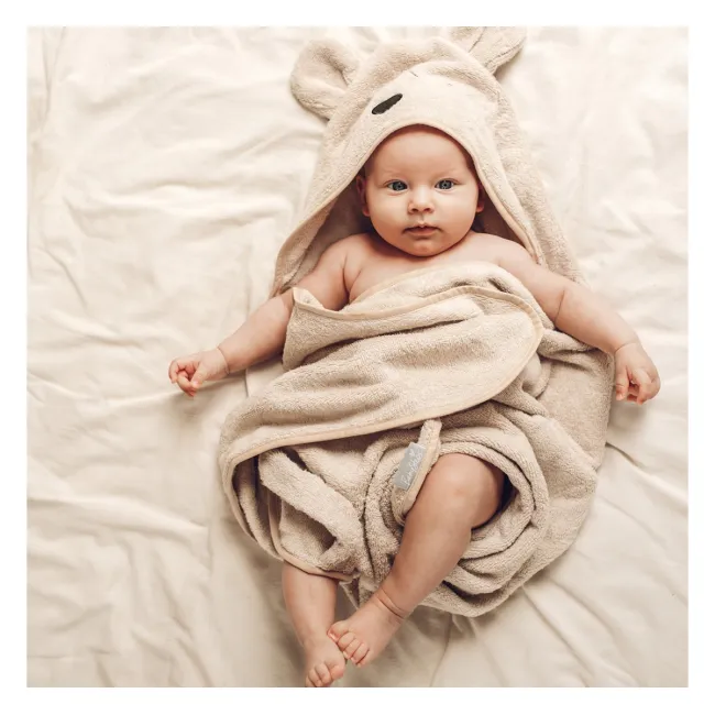 Prosop Bebelusi Din Bambus Cu Gluga Babysteps, Bej Teddy, Ultra Absorbant, Delicat Pentru Pielea Sensibila Pjbc624