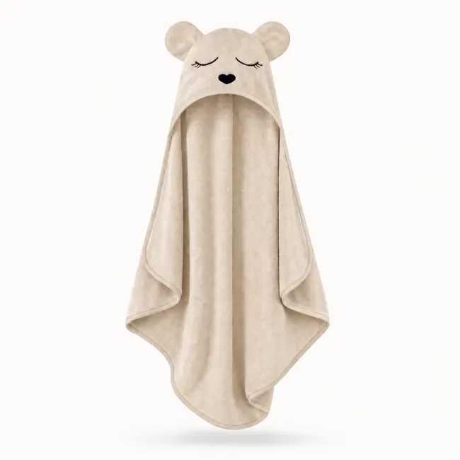 Prosop Bebelusi Din Bambus Cu Gluga Babysteps, Bej Teddy, Ultra Absorbant, Delicat Pentru Pielea Sensibila Pjbc624