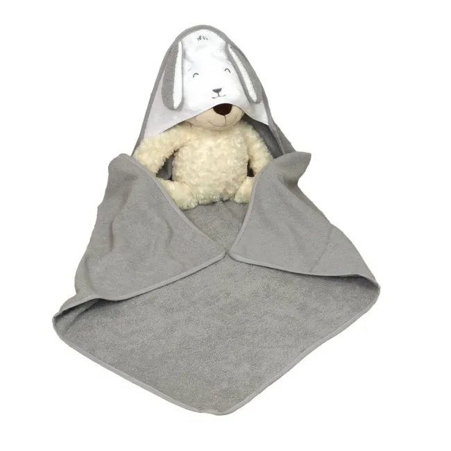 Prosop De Baie Pentru Bebelue I Din Bumbac Frotte, Cu Gluga, Fluffy Gri, 75 X 75 Cm ,   Amy Pjb80289