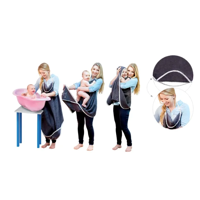 Prosop Din Fibra De Bambus Cu Gluga Pentru Bebelusi Si Copii, Hands-free, Prince Blue, 85x85cm Pjb21029