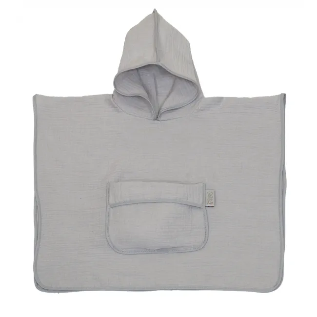 Prosop Poncho Pentru Bebelue I E I Copii, Din Bumbac Muselina Cu Gluga E I Buzunar, Gri, 60x65 Cm ,   Amy Pjb83892