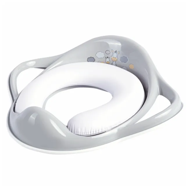 Reductor Toaleta Copii, Antiderapant, Colac Integrat Moale Si Manere, Zebra Gri, Maltex Baby Pjbc3874