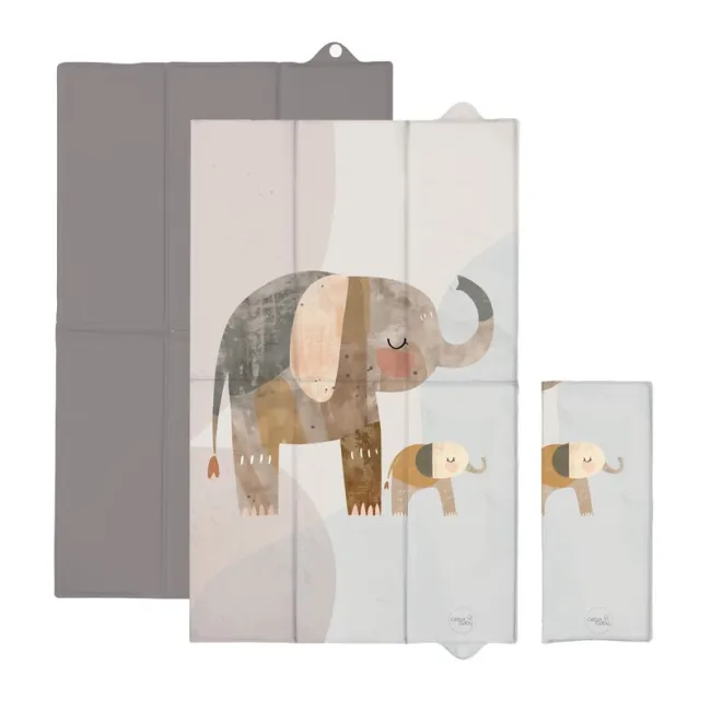 Saltea de infasat, Ceba Baby, Pliabila, 80x50 cm, Suprafata impermeabila, Multifunctionala, Pentru acasa si in deplasari, Basic Elephant Family BYNW-307-000-781