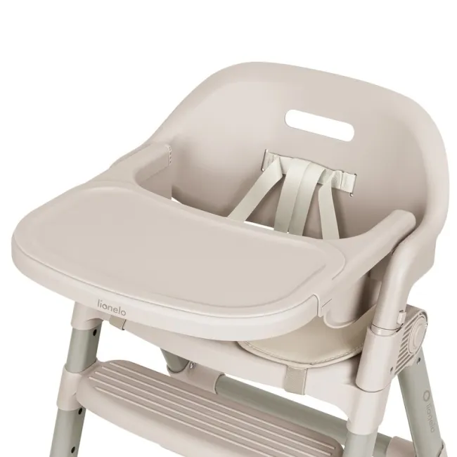 Scaun de masa, Lionelo, Matt, 3 in 1, Pliabil, Cu tava detasabila, Cu centuri de siguranta in 5 puncte, Suport pentru picioare si sezut reglabile, Pana la 110 kg, 6 luni &ndash; adult, Bej BYNLO-MATT_BEIGE_SAND