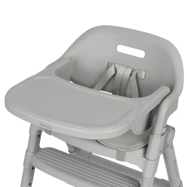 Scaun de masa, Lionelo, Matt, 3 in 1, Pliabil, Cu tava detasabila, Cu centuri de siguranta in 5 puncte, Suport pentru picioare si sezut reglabile, Pana la 110 kg, 6 luni &ndash; adult, Gri BYNLO-MATT_GREY_STONE