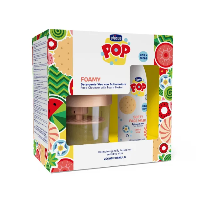 Set Chicco POP, gel curatare fata cu aroma prajitura de vanilie si dispozitiv formare spuma, 150ml, 6ani+ CHC1281040-9