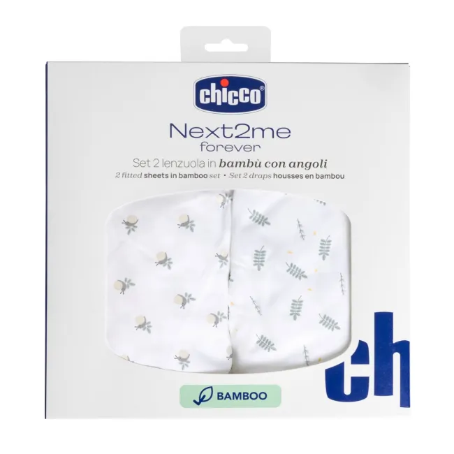 Set lenjerie din fibra bambus pentru patut Chicco Next2Me Forever, Greenery, 0 luni+ CHC0112235-8