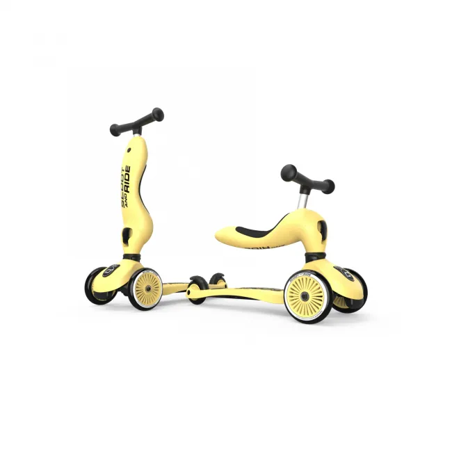 Trotineta Copii 2in1 Premium Scoot  Ride Highwaykick 1 Lemon, Cu E Ezut, Sistem Anti-rasturnare, Reglabila 1,  5 Ani (max. 50 Kg) Pjb96354
