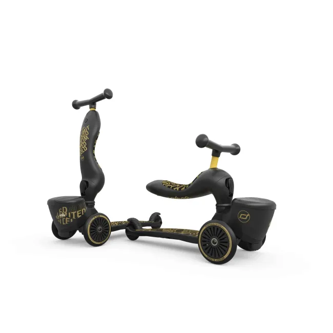 Trotineta Copii Cu Sezut, Suport Jucarie, Transformabila 2in1, Highwaykick 1 Lifestyle Black Gold Limited, 1-5 Ani, Pana La 50 Kg, Scoot  Ride Pjb96530