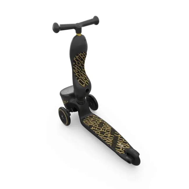 Trotineta Copii Cu Sezut, Suport Jucarie, Transformabila 2in1, Highwaykick 1 Lifestyle Black Gold Limited, 1-5 Ani, Pana La 50 Kg, Scoot  Ride Pjb96530