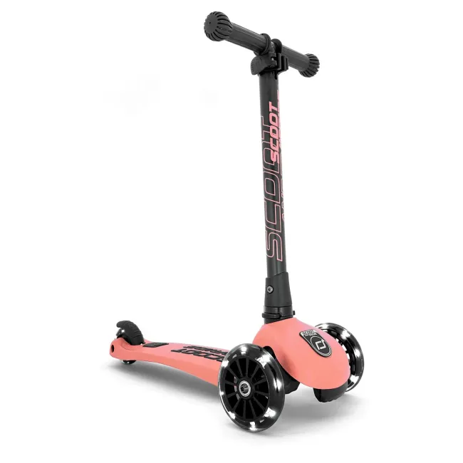 Trotineta Copii Pliabila, Reglabila, Roti Luminoase, Highwaykick 3 Led Peach, 3-6 Ani, Pana La 50 Kg, Scoot  Ride Pjb96357