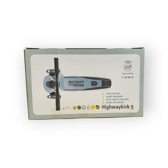 Trotineta Premium Copii Scoot  Ride Highwaykick 5 Led Steel ,   Reglabila, Roti Luminoase, 5 Ani+, Pana La 80 Kg Pjb96434