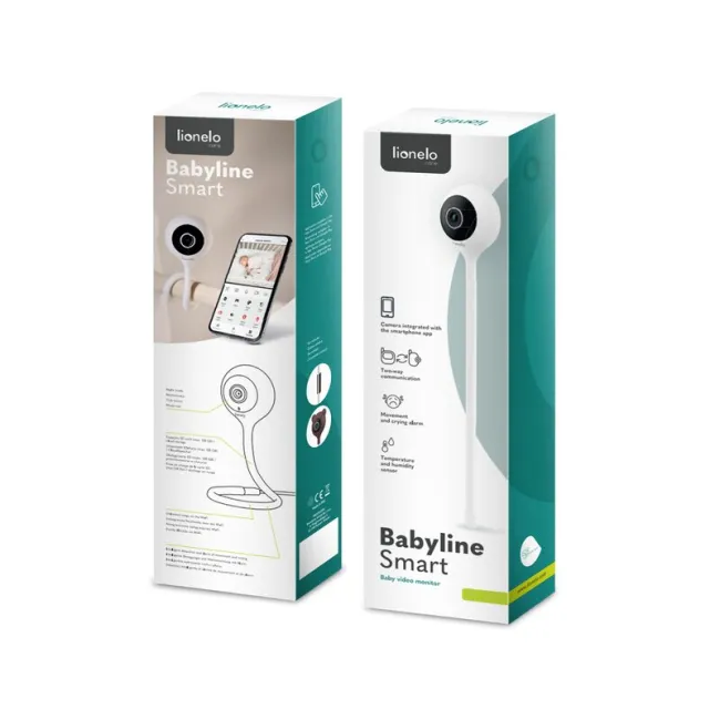 Video monitor, Lionelo, Babyline Smart, Cu aplicatie Smart Life, Cablu USB, Conexiune Wifi, Comunicare bidirectionala, Senzor de temperatura, Alb BYNLO-BABYLINE_SMART