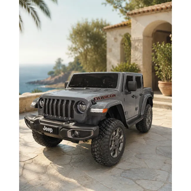 Jeep Electric Pentru Copii Gladiator Rubicon 12v Gri, Licenta Oficiala Jeep ,   2 Locuri, Ue I Functionale Pjbc4k0130r