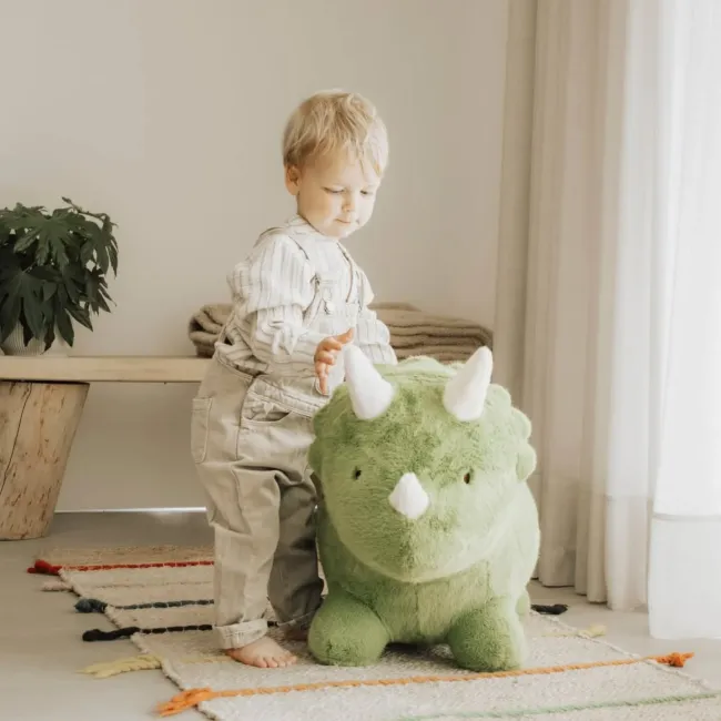 Jucarie Gonflabila Premium Wild  Soft Dino Triceratops ,   Plue  Ultra-moale Verde, Pompa Inclusa, Cutie Cadou   3 Ani+, Joaca Activa A N Interior Pjbws4852