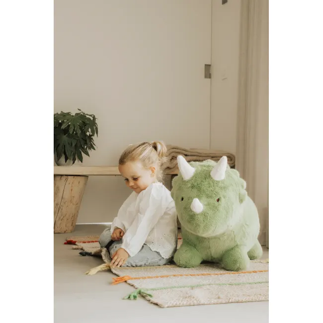 Jucarie Gonflabila Premium Wild  Soft Dino Triceratops ,   Plue  Ultra-moale Verde, Pompa Inclusa, Cutie Cadou   3 Ani+, Joaca Activa A N Interior Pjbws4852