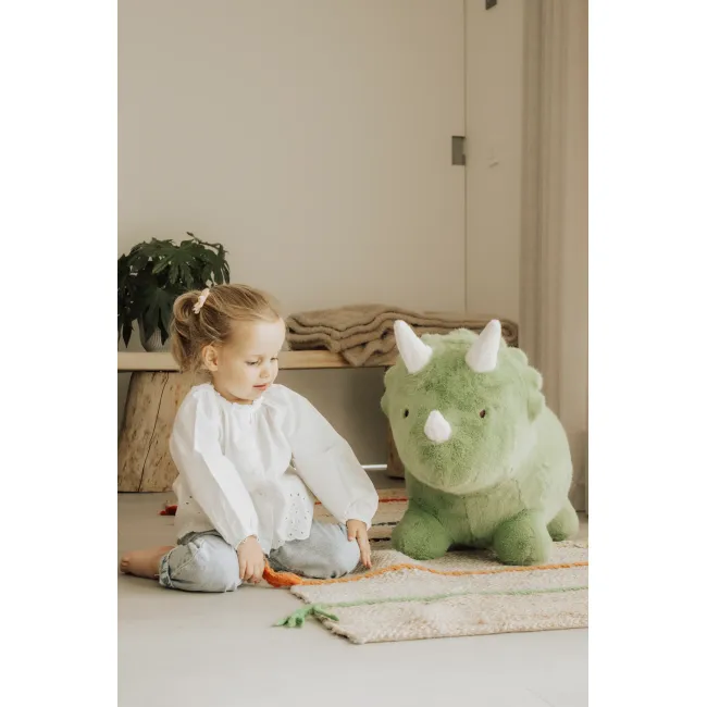 Jucarie Gonflabila Premium Wild  Soft Dino Triceratops ,   Plue  Ultra-moale Verde, Pompa Inclusa, Cutie Cadou   3 Ani+, Joaca Activa A N Interior Pjbws4852
