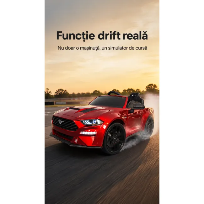 Mae Ina Electrica Ford Mustang 24v, Licenta Oficiala ,   Drift  Telecomanda, Roe U Metalic Premium Pjbc4k2038rood-24v