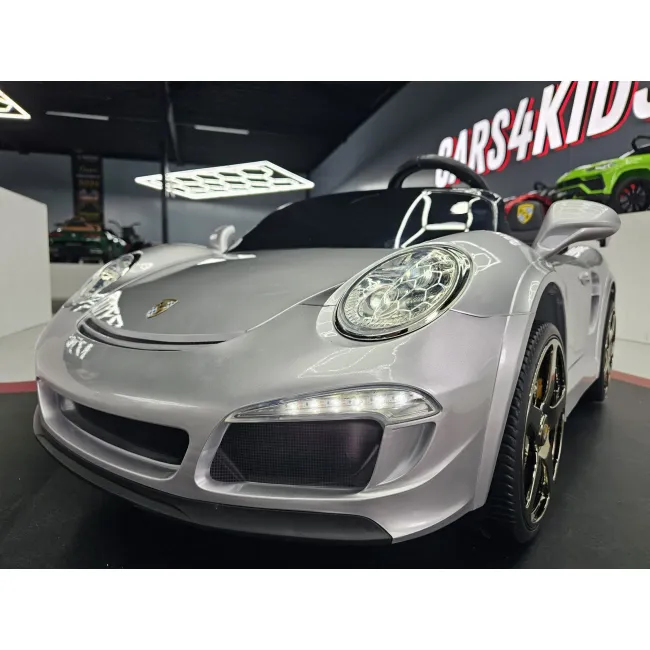 Mae Ina Electrica Porsche Ruf 24v Argintiu Metalic, 2 Locuri, Licenta Oficiala ,   Telecomanda 2.4g, Scaun Piele Pjbc4k322