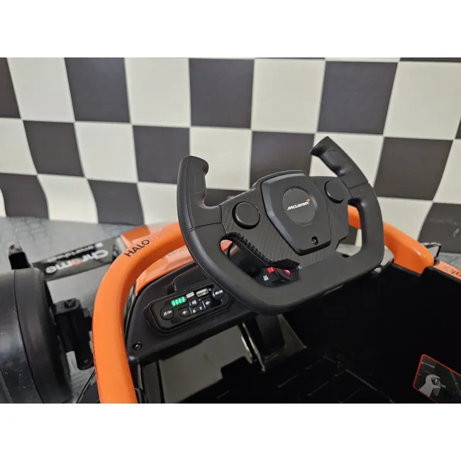 Mae Inuta Electrica Mclaren Formula 1 12v Portocaliu ,   Licenta Oficiala Mclaren, Bluetooth, Telecomanda 2.4g, Scaun Piele   3-5 Ani, Max. 30 Kg Pjbc4k706