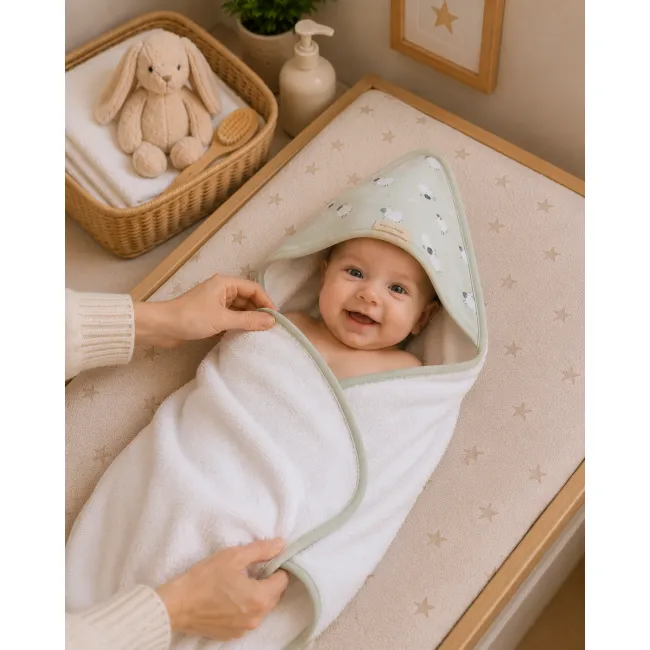Prosop Baie Cu Gluga Bebelue I 0-5 Ani ,   Bumbac Certificat Oeko-tex  , 100x100 Cm, Funny Farm Pjb18ff51-038