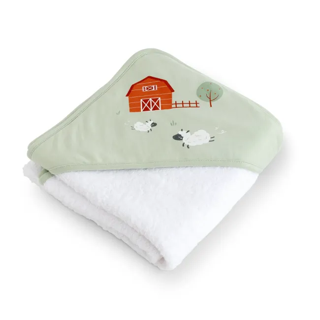 Prosop Baie Cu Gluga Bebelue I 0-5 Ani ,   Bumbac Certificat Oeko-tex  , 100x100 Cm, Funny Farm Pjb18ffse51-038