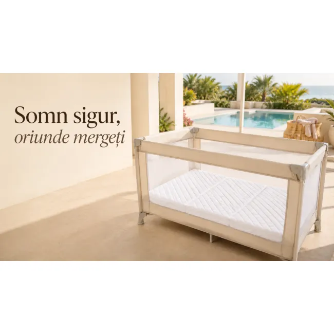Saltea Calatorie Pliabila Copii 120x60 Cm Danpol ,   Spuma Ferma, Husa Bumbac Matlasat, Geanta Transport   Antialergica Pjbgot014982