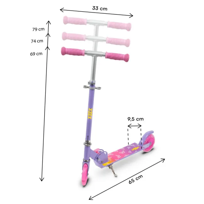 Trotineta Copii 2 Roti Kidwell Skipo Butterfly, Pliabila, Roti Led, Usoara 2 Kg, 3+ Ani, Pana La 50 Kg Pjbhsskig01