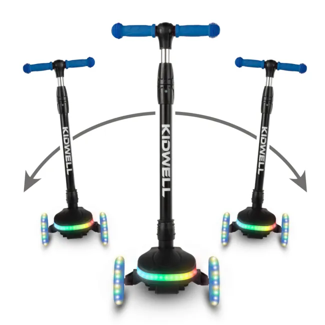 Trotineta Copii 3 Roti Kidwell Lumo Blue, Platforma Led + Roti Led, Pliabila, Reglabila, 3+ Ani Pjbhubalum01a2