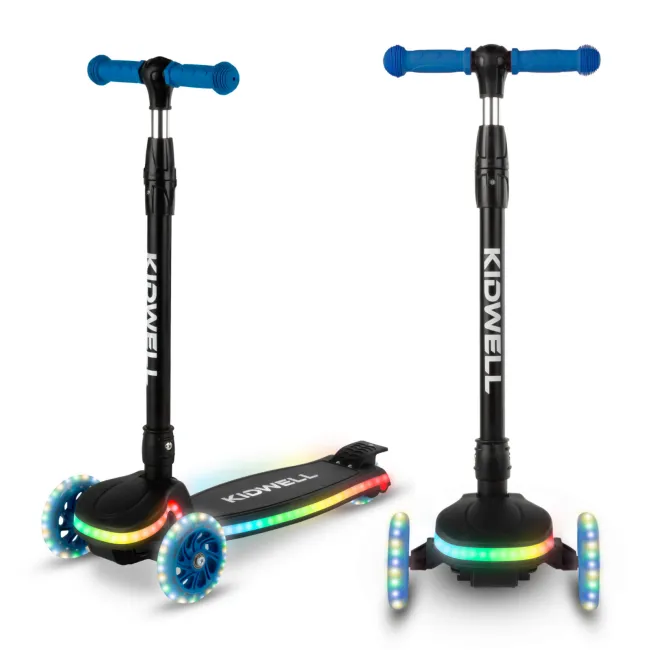 Trotineta Copii 3 Roti Kidwell Lumo Blue, Platforma Led + Roti Led, Pliabila, Reglabila, 3+ Ani Pjbhubalum01a2