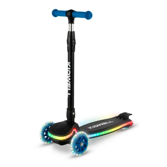 Trotineta Copii 3 Roti Kidwell Lumo Blue, Platforma Led + Roti Led, Pliabila, Reglabila, 3+ Ani Pjbhubalum01a2