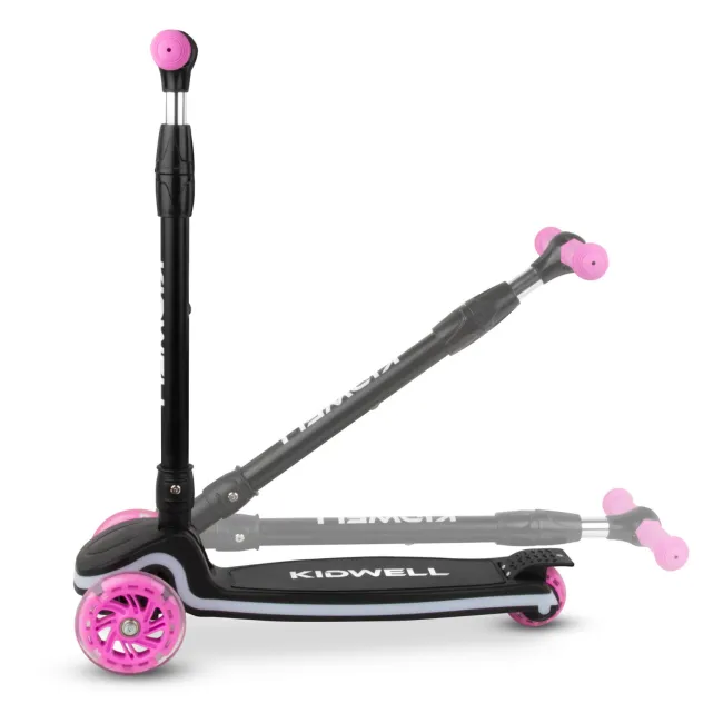 Trotineta Copii 3 Roti Kidwell Lumo Pink, Platforma Led + Roti Led, Pliabila, Reglabila, 3+ Ani Pjbhubalum01a1