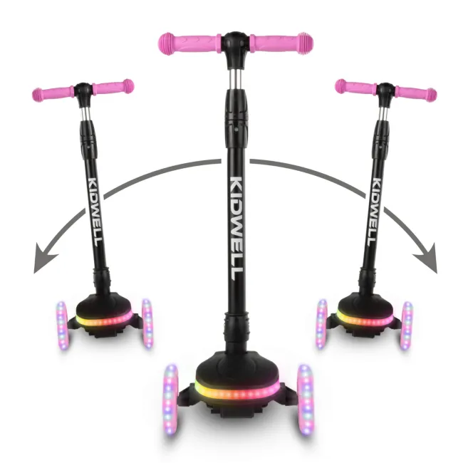 Trotineta Copii 3 Roti Kidwell Lumo Pink, Platforma Led + Roti Led, Pliabila, Reglabila, 3+ Ani Pjbhubalum01a1