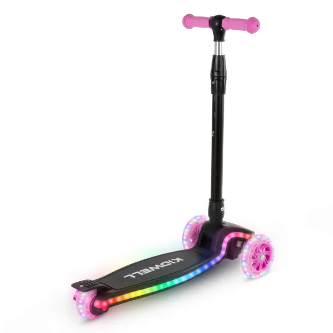Trotineta Copii 3 Roti Kidwell Lumo Pink, Platforma Led + Roti Led, Pliabila, Reglabila, 3+ Ani Pjbhubalum01a1