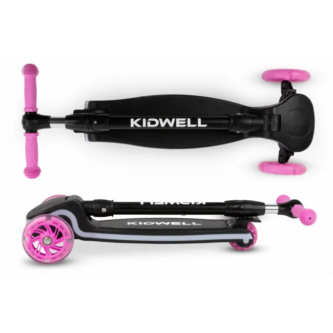 Trotineta Copii 3 Roti Kidwell Lumo Pink, Platforma Led + Roti Led, Pliabila, Reglabila, 3+ Ani Pjbhubalum01a1