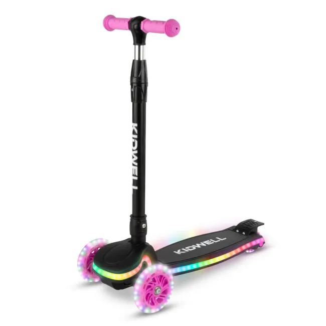 Trotineta Copii 3 Roti Kidwell Lumo Pink, Platforma Led + Roti Led, Pliabila, Reglabila, 3+ Ani Pjbhubalum01a1
