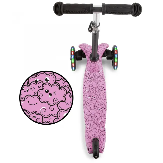 Trotineta Copii 3 Roti Kidwell Uno Clouds, Ultra Usoara 1.8 Kg, Roti Led, Reglabila, 3+ Ani Pjbhubauno02a3