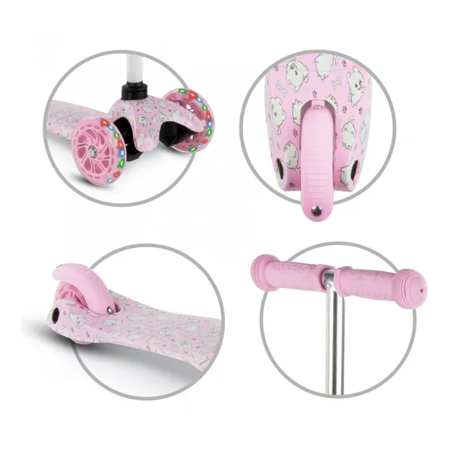 Trotineta Copii 3 Roti Kidwell Uno Puppy, Ultra Usoara 1.8 Kg, Roti Led, Reglabila, 3+ Ani Pjbhubauno02a4