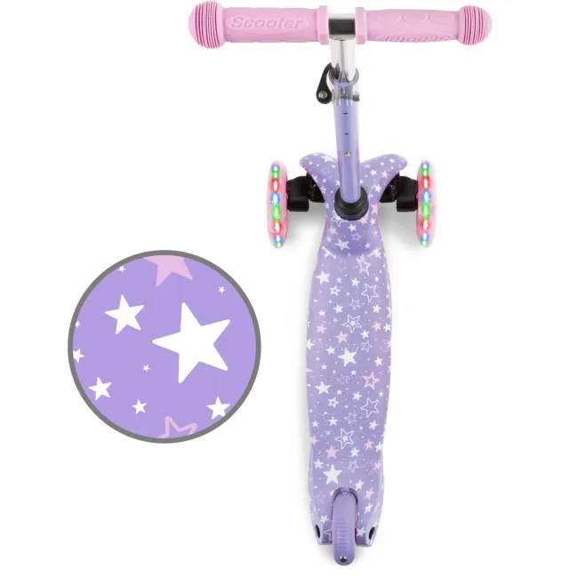 Trotineta Copii 3 Roti Kidwell Uno Stars, Ultra Usoara 1.8 Kg, Roti Led, Reglabila, 3+ Ani Pjbhubauno02a1