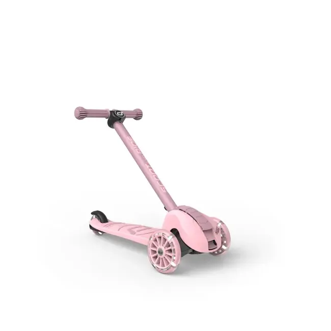 Trotineta Copii Pliabila, Reglabila, Roti Luminoase, Highwaykick 3s Led Rose, 3+ Ani, Pana La 50 Kg, Scoot  Ride Pjb00935