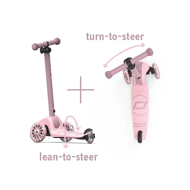 Trotineta Copii Pliabila, Reglabila, Roti Luminoase, Highwaykick 3s Led Rose, 3+ Ani, Pana La 50 Kg, Scoot  Ride Pjb00935