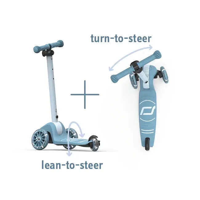 Trotineta Copii Pliabila, Reglabila, Roti Luminoase, Highwaykick 3s Led Steel, 3+ Ani, Pana La 50 Kg, Scoot  Ride Pjb00933